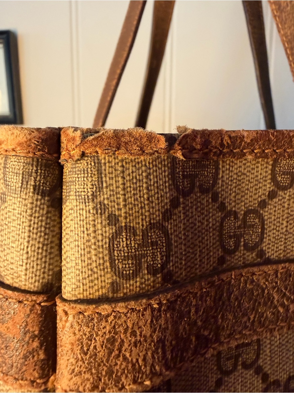 Vintage Gucci GG Supreme Monogram Tote Bag Brown - Picture 4 of 16